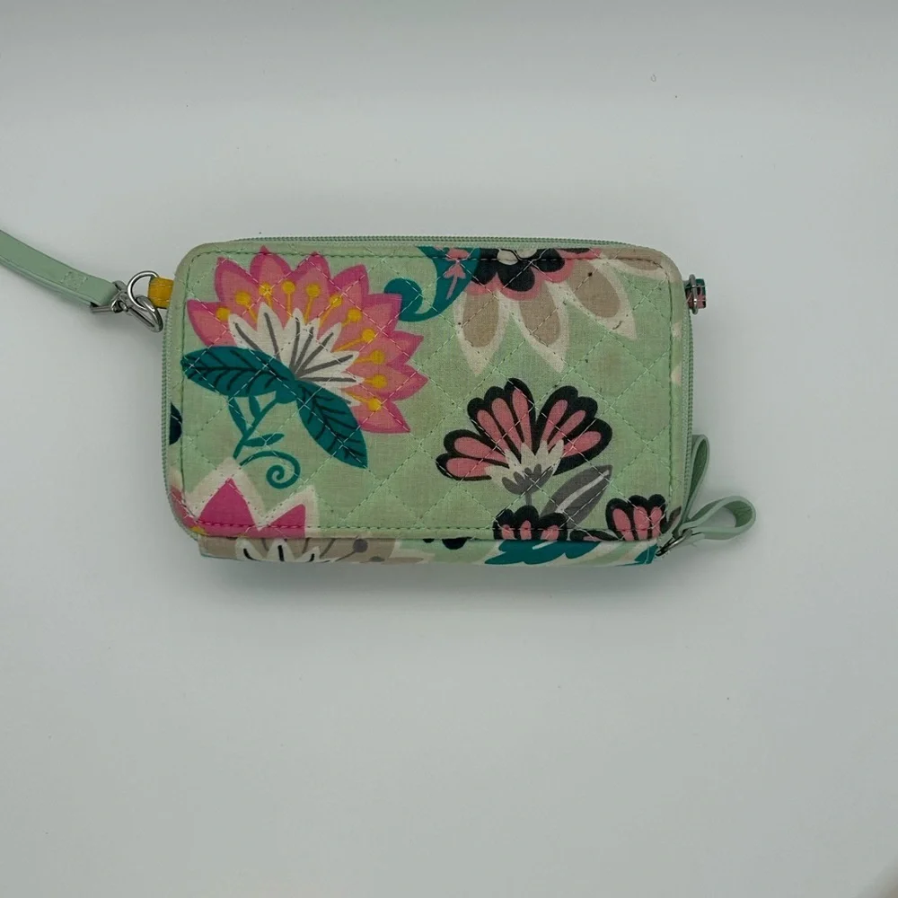 Vera Bradley Mint Green and Pink Floral Wristlet - Picture 3 of 6